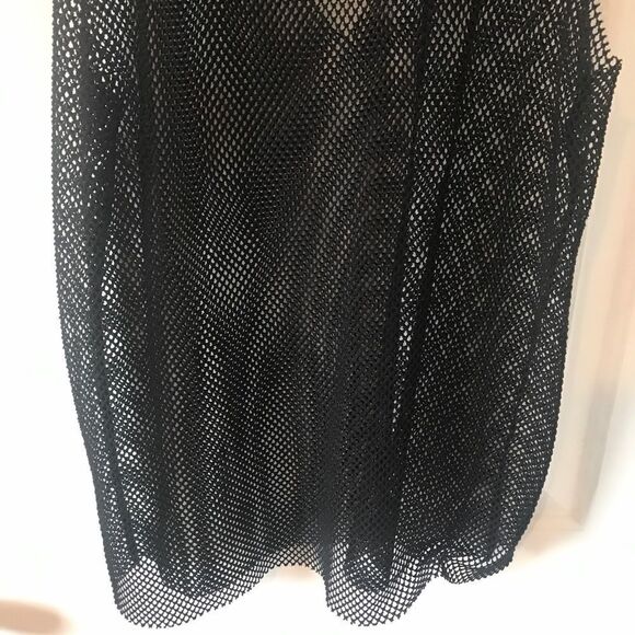 3/$15 Gaze usa black sleeveless sheer net top - Picture 3 of 6